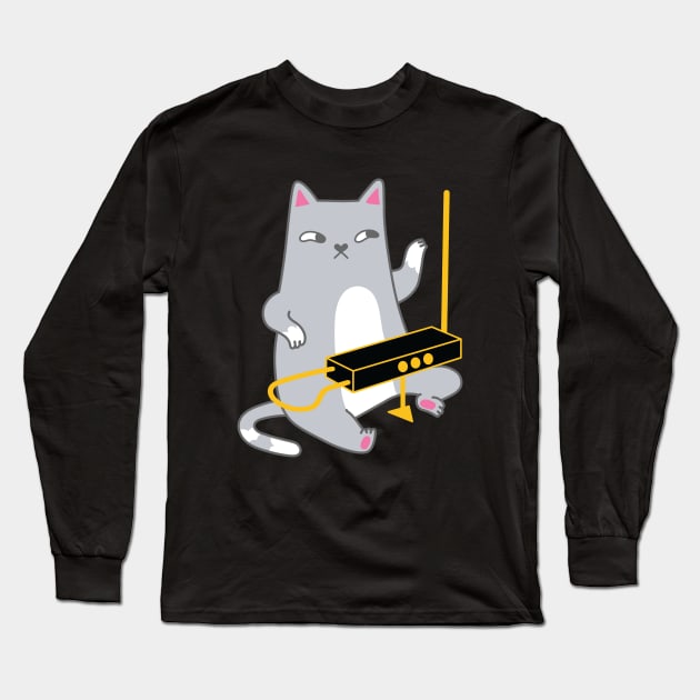 Theremin Cat - Full Front Long Sleeve T-Shirt by natelledrawsstuff